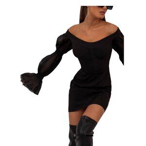 The One By Lichi Off-Shoulder Mini Dress Black Size S
